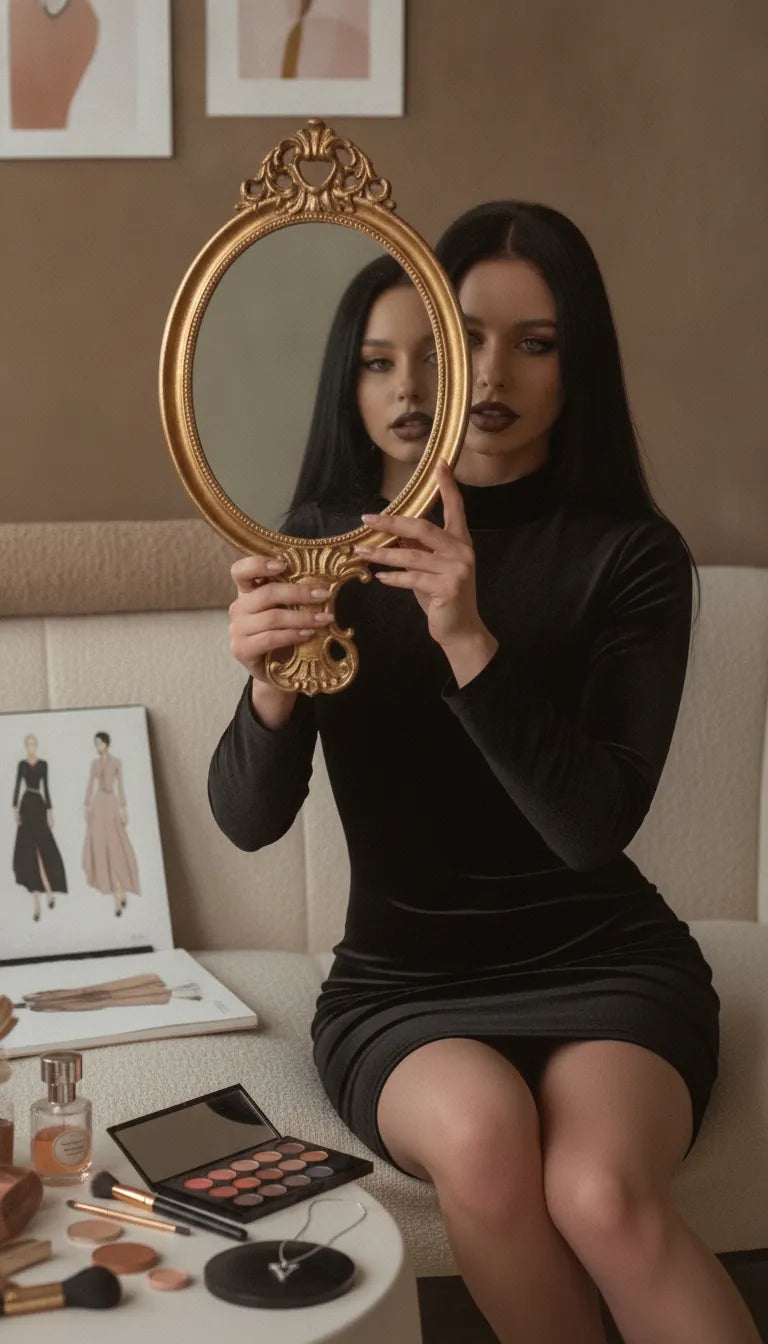 Vesper at her mirror