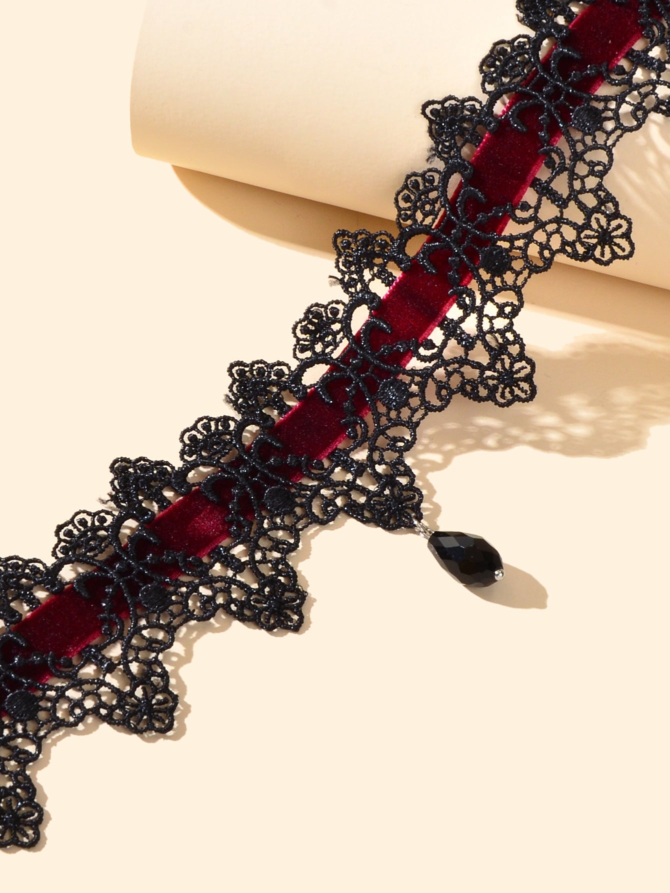 Crimson Veil Velvet Lace Choker