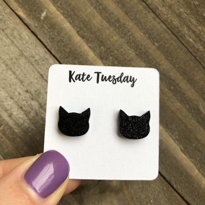 Midnight Familiar Black Cat Earrings