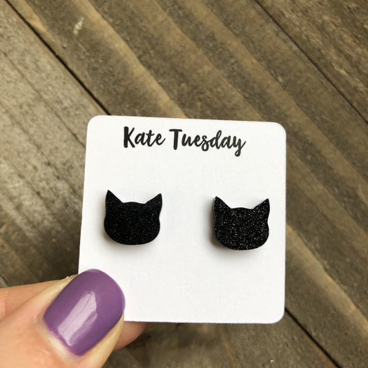 Midnight Familiar Black Cat Earrings