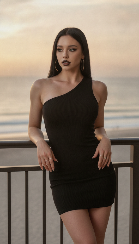 Raven One-Shoulder Little Black Dress